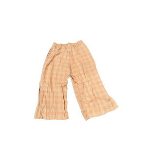 Women's Patagonia Orange Beige Plaid Garden Island Wide Leg Pants M